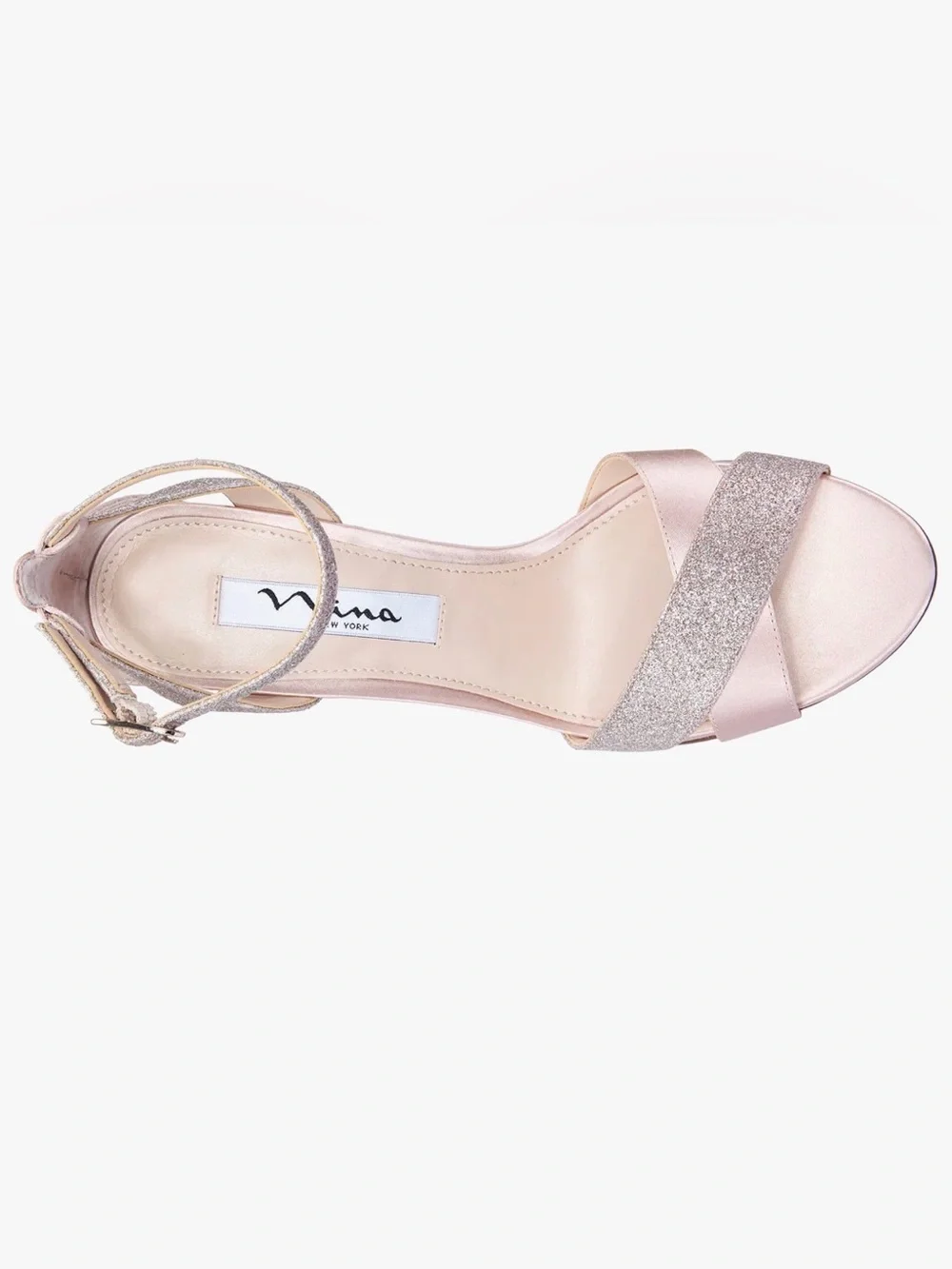 Nina Venus Pearl Rose Satin High Heel Sandals with Ankle Strap
